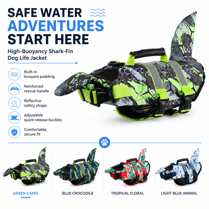 Reflective Dog Life Jacket with Safety Buoyancy and Harness Design
