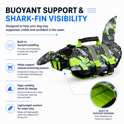 Reflective Dog Life Jacket with Safety Buoyancy and Harness Design