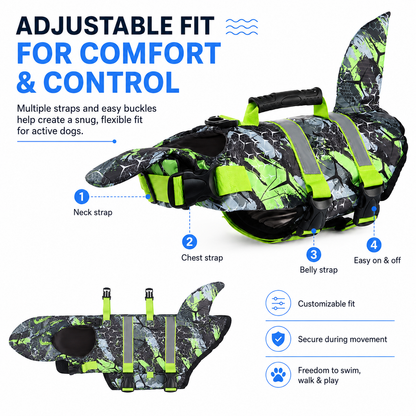 Reflective Dog Life Jacket with Safety Buoyancy and Harness Design