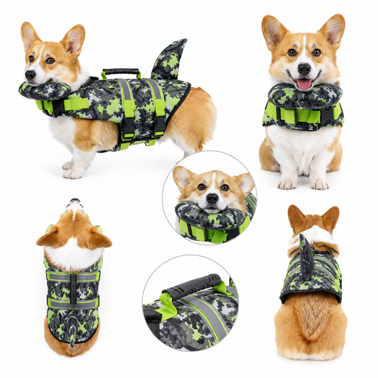 Reflective Dog Life Jacket with Safety Buoyancy and Harness Design