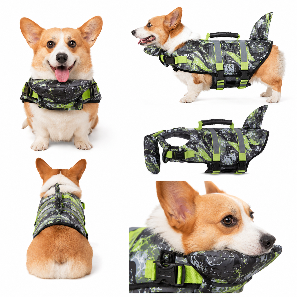Reflective Dog Life Jacket with Safety Buoyancy and Harness Design