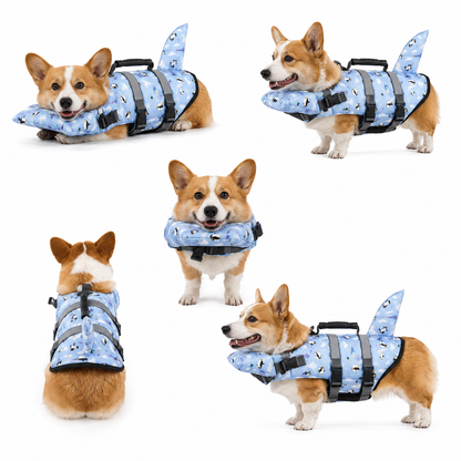Reflective Dog Life Jacket with Safety Buoyancy and Harness Design
