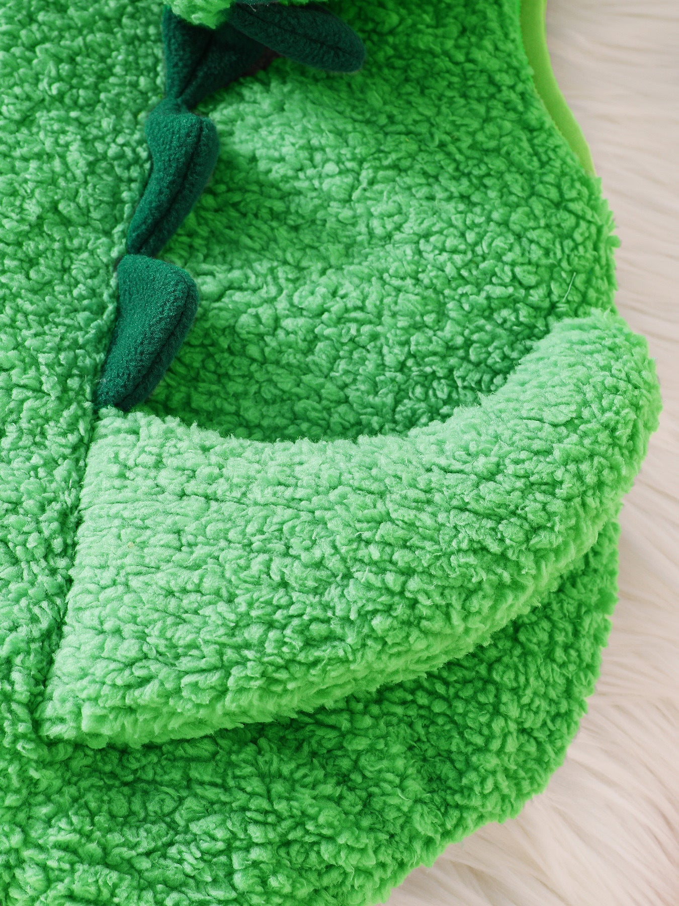 Dinosaur Hooded Baby Romper, Fuzzy Sleeveless Costume Bodysuit for Infants