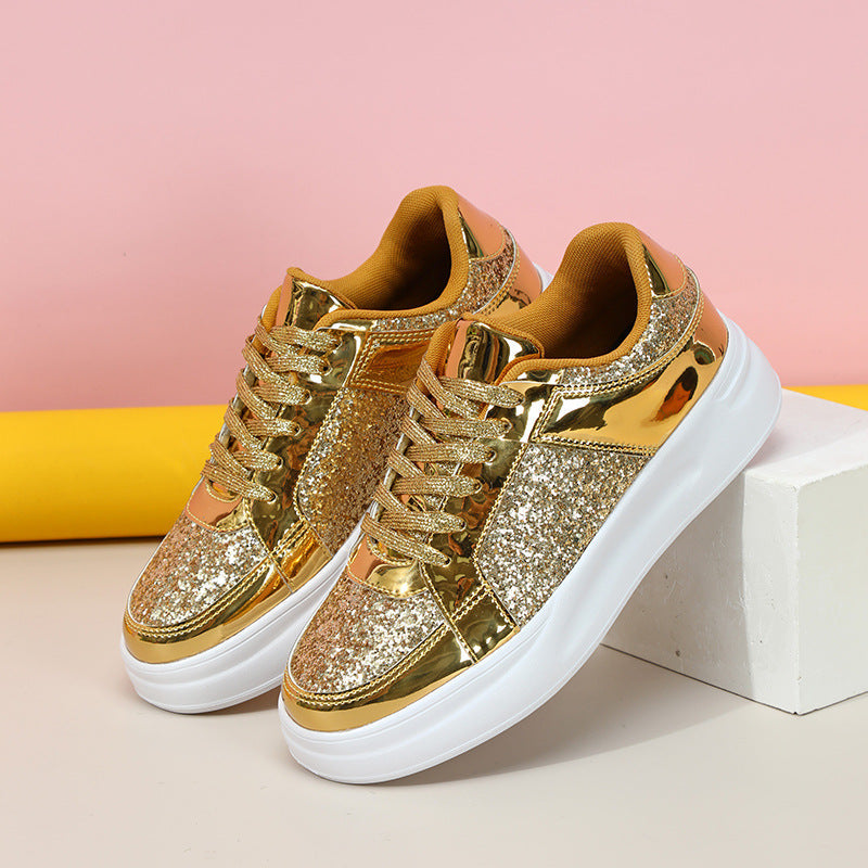 Thick-Soled Sequined Trendy Shoes - Bellkmart