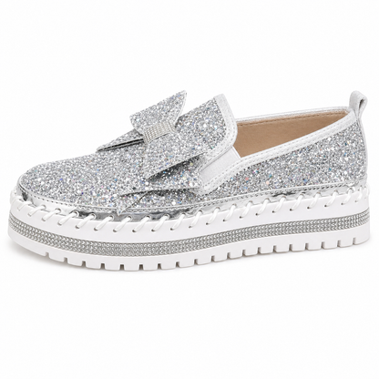 Suprclark Women Sparkly Loafers - Silver