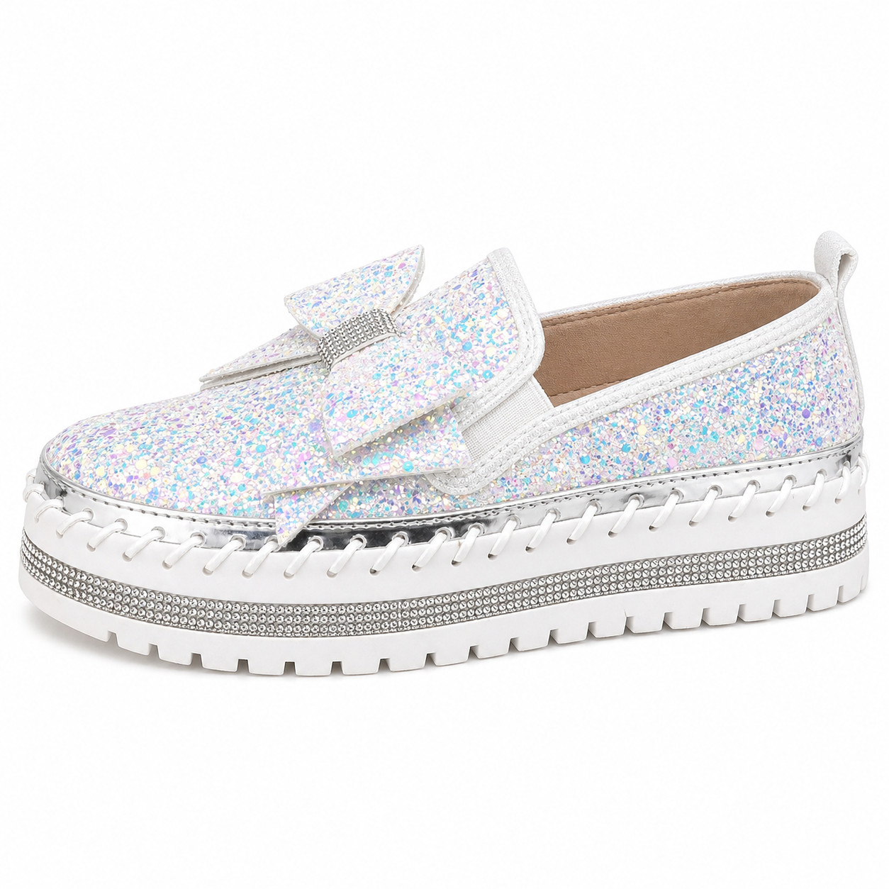Suprclark Women Sparkly Loafers - Black Star