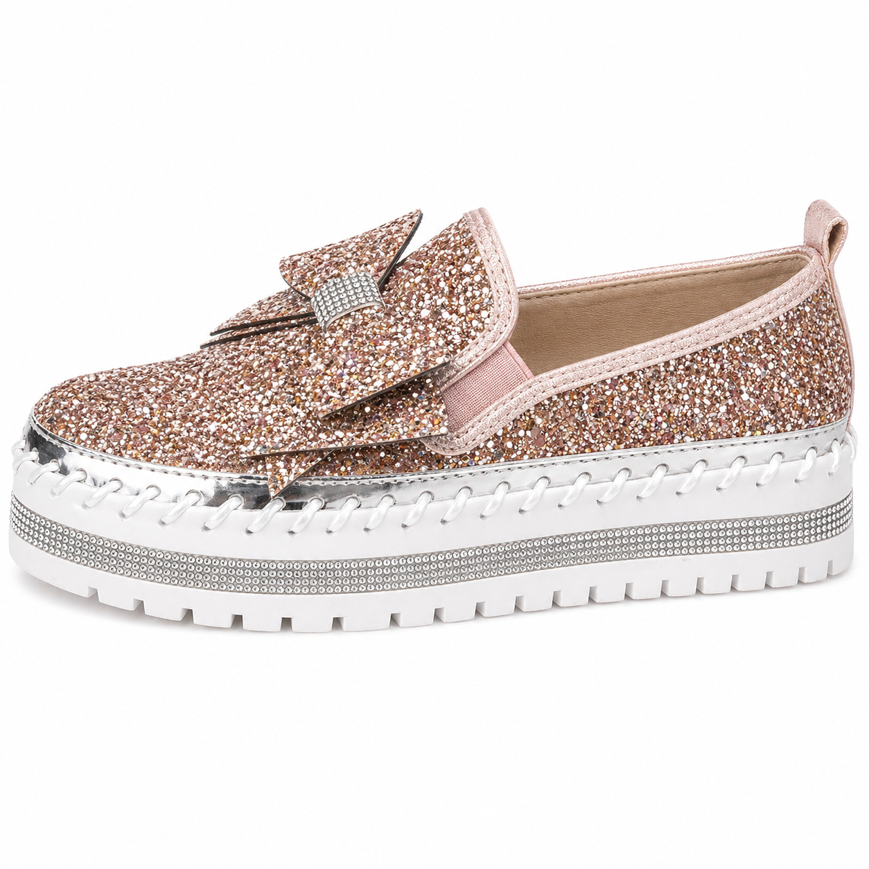 Suprclark Women Sparkly Loafers - Pink