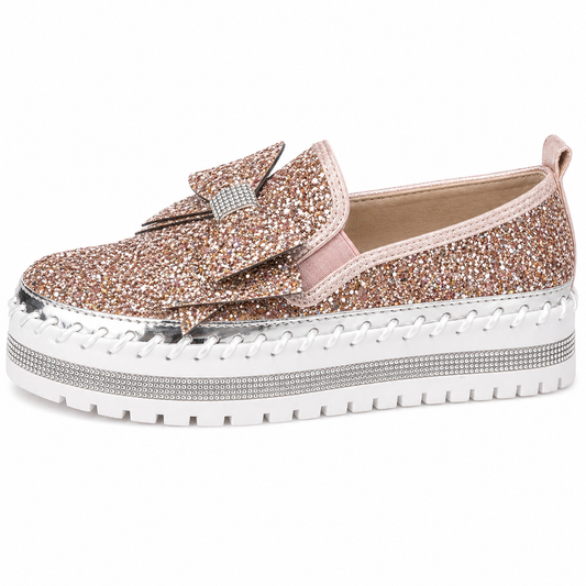 Suprclark Women Sparkly Loafers - Pink