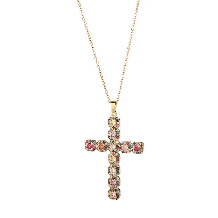 Lumina Cross Gemstone Necklace