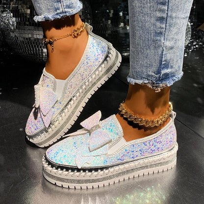 Women's Rhinestone Slip-On Sparkly Loafers