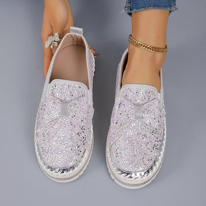Women's Rhinestone Slip-On Sparkly Loafers