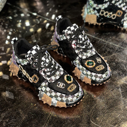 Women's Fashion Rhinestone Letter Sparkling Sneakers
