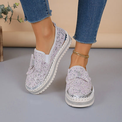 Women's Rhinestone Slip-On Sparkly Loafers