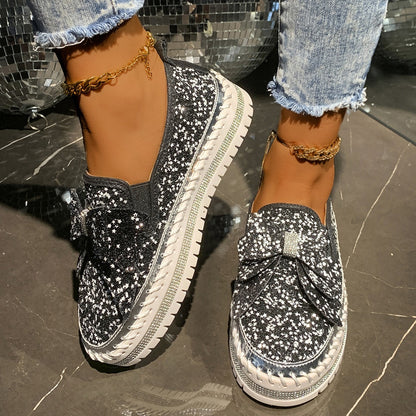 Women's Rhinestone Slip-On Sparkly Loafers