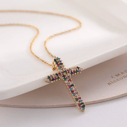Lumina Cross Gemstone Necklace