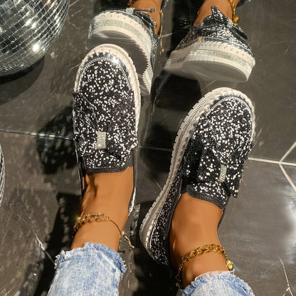 Women's Rhinestone Slip-On Sparkly Loafers