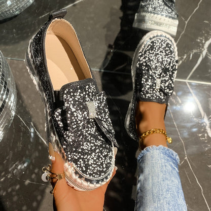 Women's Rhinestone Slip-On Sparkly Loafers
