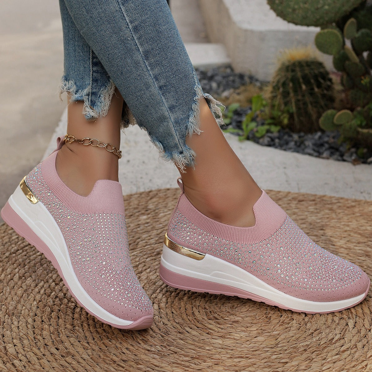 Light Luxury Shiny Slip-On Airy Casual Shoes