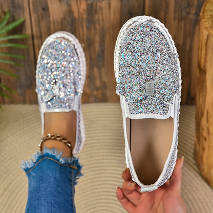 Women's Rhinestone Slip-On Sparkly Loafers
