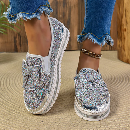 Women's Rhinestone Slip-On Sparkly Loafers