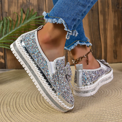 Women's Rhinestone Slip-On Sparkly Loafers