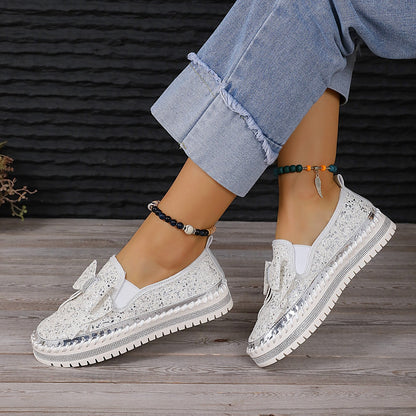 Women's Rhinestone Slip-On Sparkly Loafers