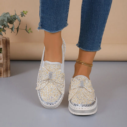 Women's Rhinestone Slip-On Sparkly Loafers
