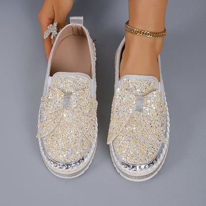 Women's Rhinestone Slip-On Sparkly Loafers