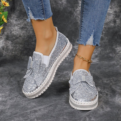 Women's Rhinestone Slip-On Sparkly Loafers