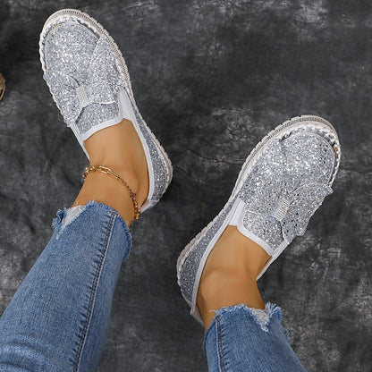 Women's Rhinestone Slip-On Sparkly Loafers