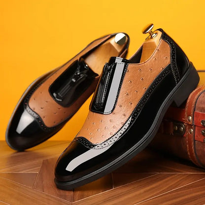 Men's Fashionable Gradient Loafers with Zipper Closure - Bellkmart