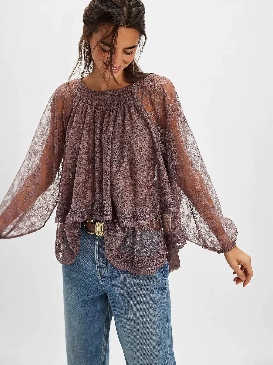 Ethereal Lace Off-Shoulder Top
