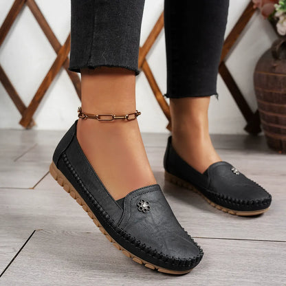 Women's Solid Color Flat Slip On Loafers