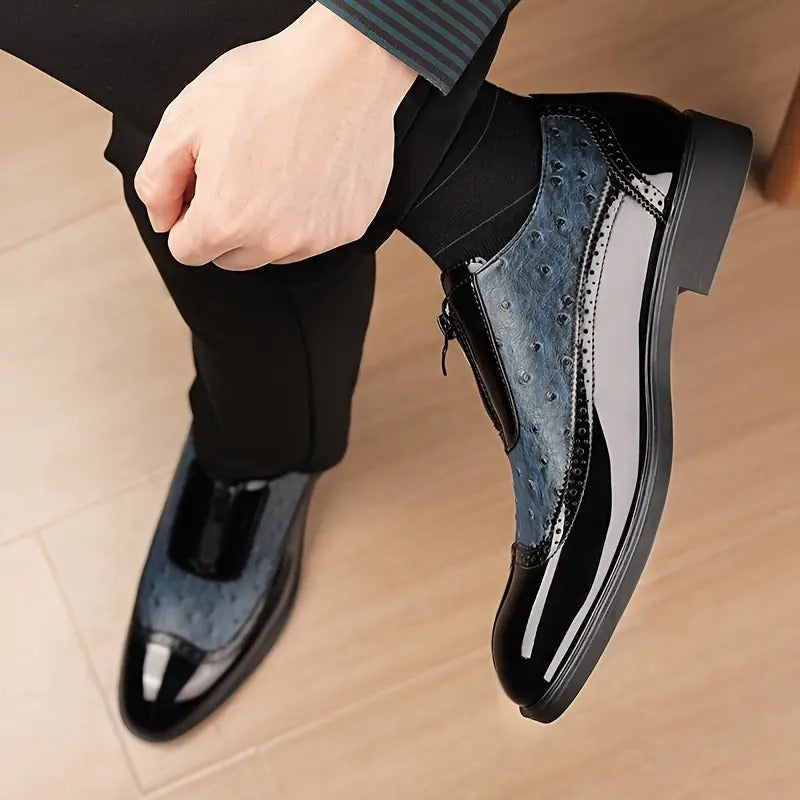 Men's Fashionable Gradient Loafers with Zipper Closure - Bellkmart