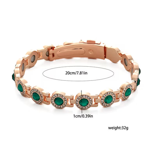 Luxury Alloy Diamond-Studded Single-Row Magnet Bracelet