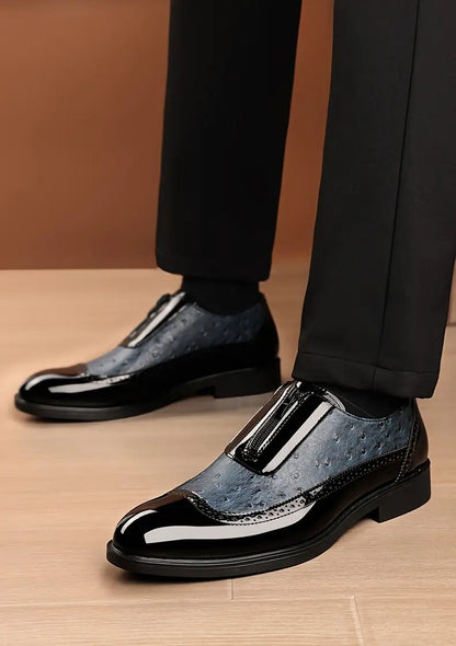 Men's Fashionable Gradient Loafers with Zipper Closure - Bellkmart