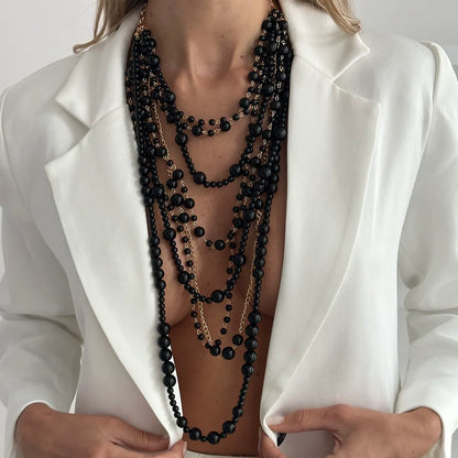 Midnight Velvet Pearl Drape Necklace