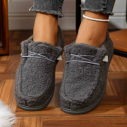 Fleece-lined warm casual flat shoes