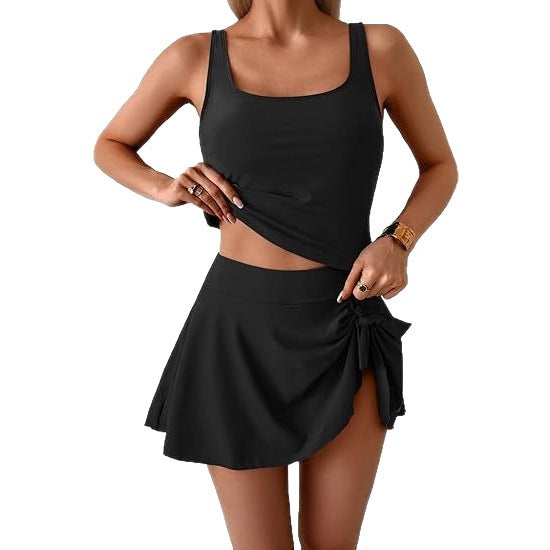 Floral Vintage Split-Skirt Swim Set
