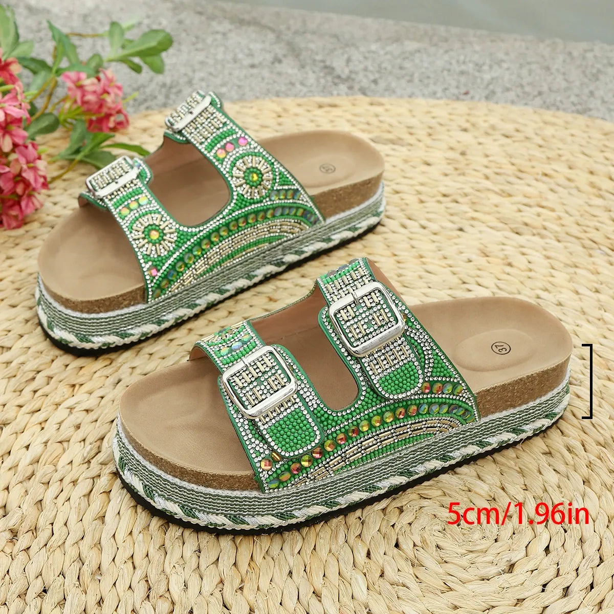 Rhinestone platform slippers
