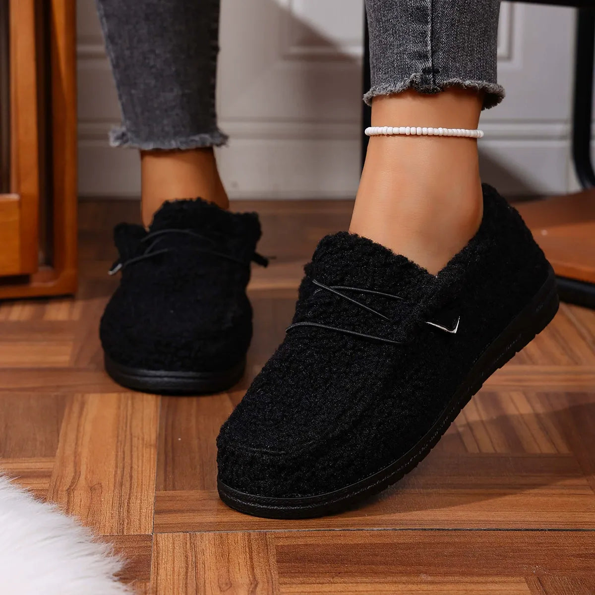 Fleece-lined warm casual flat shoes