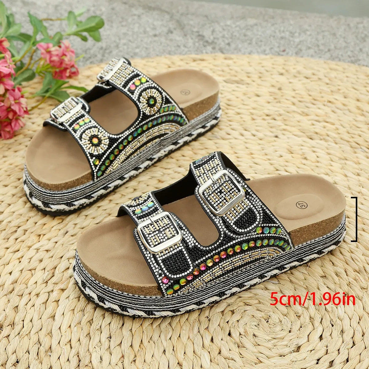 Rhinestone platform slippers