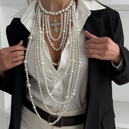 Midnight Velvet Pearl Drape Necklace