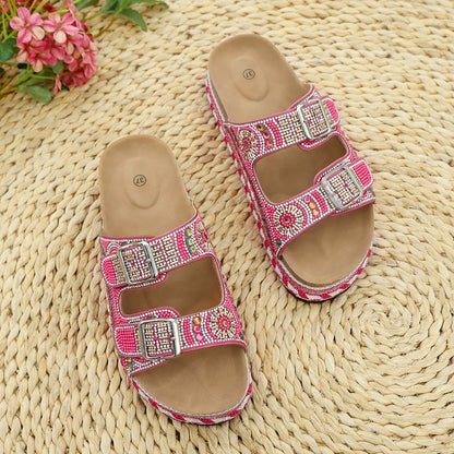 Rhinestone platform slippers