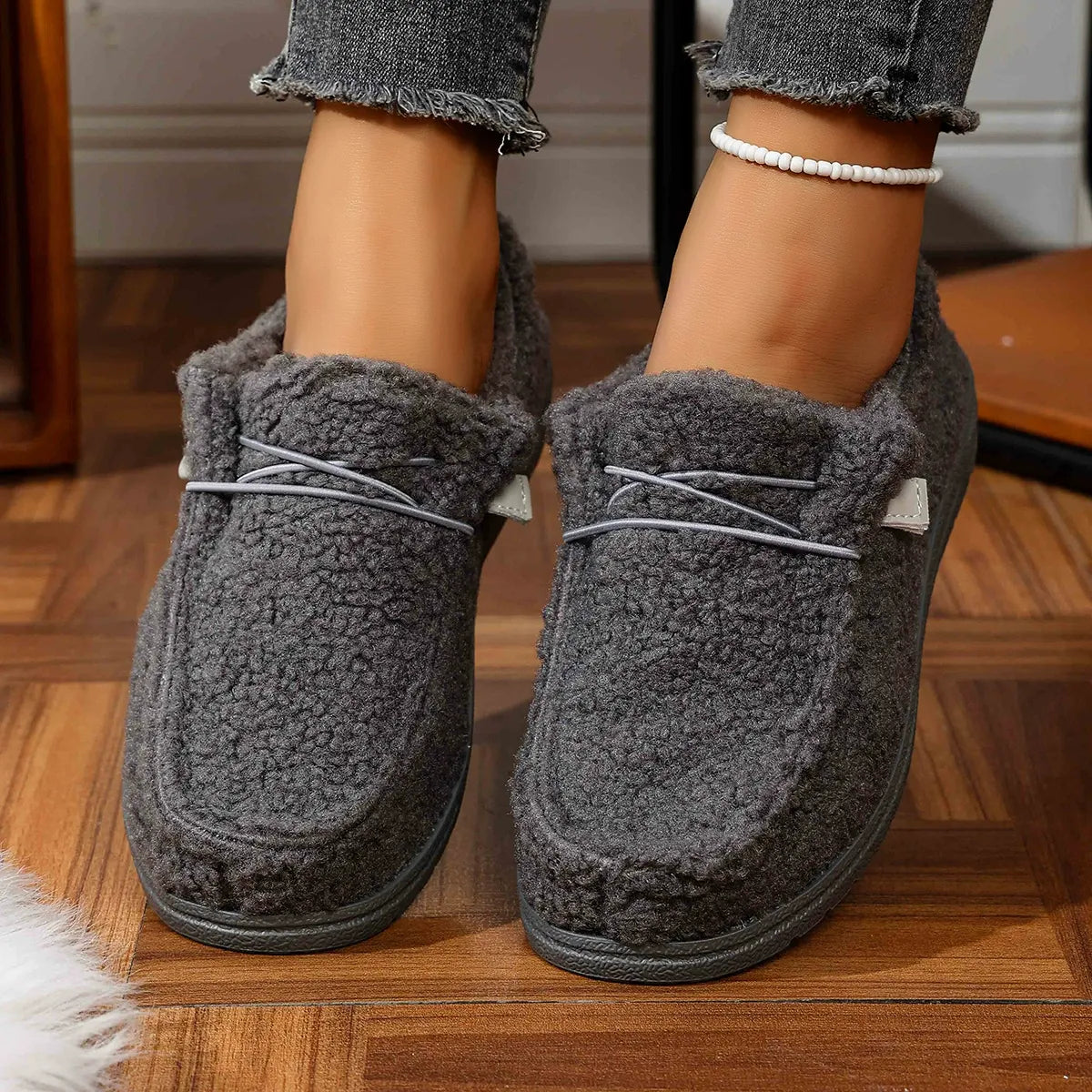 Fleece-lined warm casual flat shoes