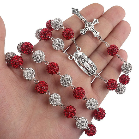 Cross Crystal Rosary Necklace