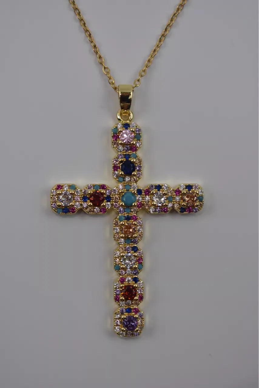 Lumina Cross Gemstone Necklace