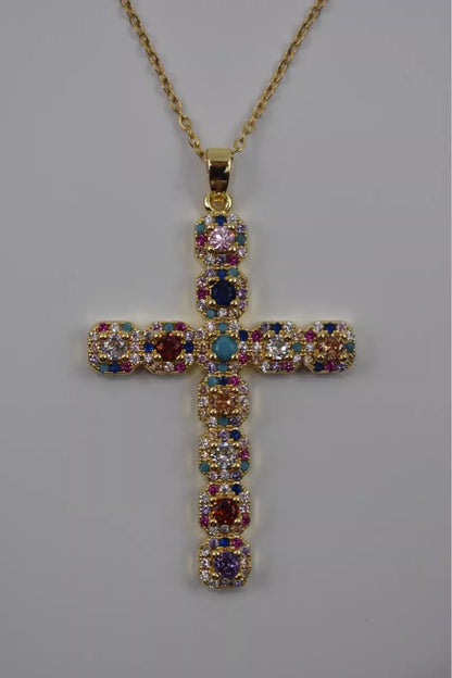 Lumina Cross Gemstone Necklace