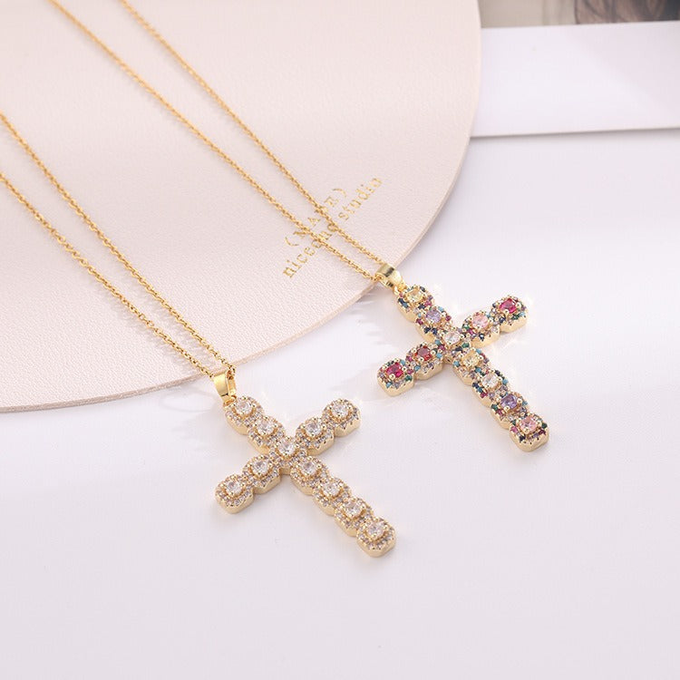 Lumina Cross Gemstone Necklace
