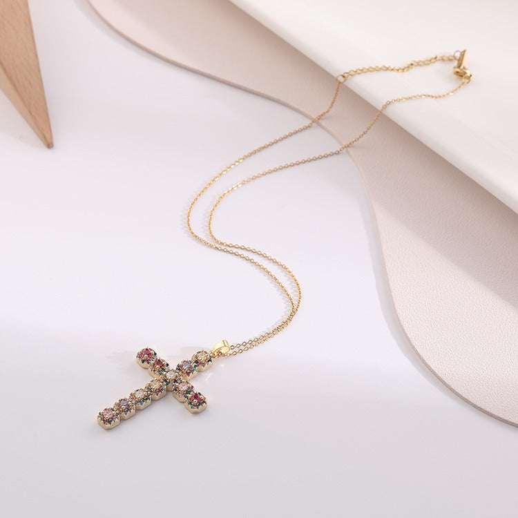 Lumina Cross Gemstone Necklace